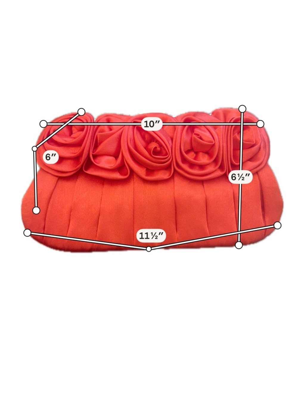 Elegant Red Satin Rose Clutch - Evening Bag - Picture 6 of 7